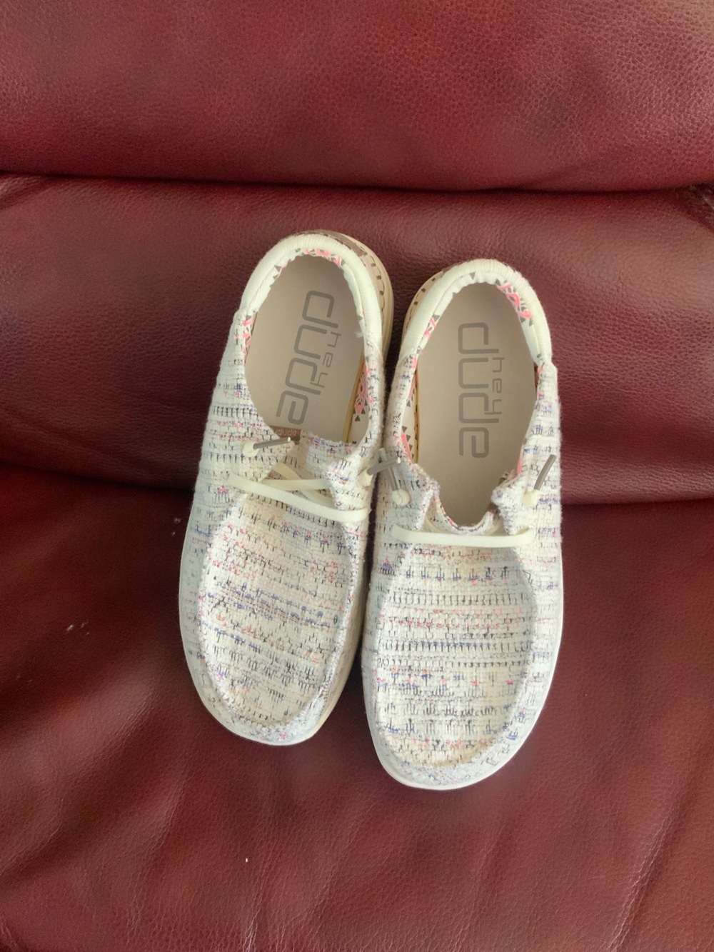 NWOB Hey Dude Wendy Rise BOHO WHITE CROTCHET Comfort MOCCASIN. SZ.8